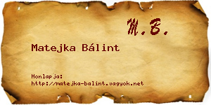 Matejka Bálint névjegykártya
